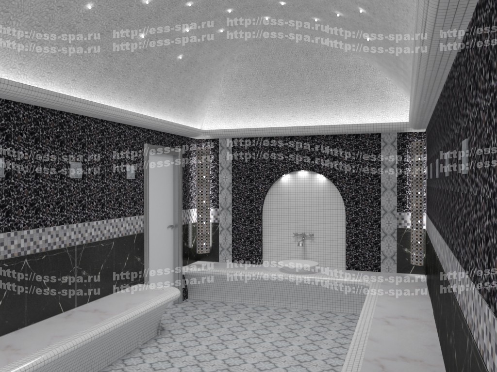 Хамам в черно-белых тонах - 3D визуализация хамама