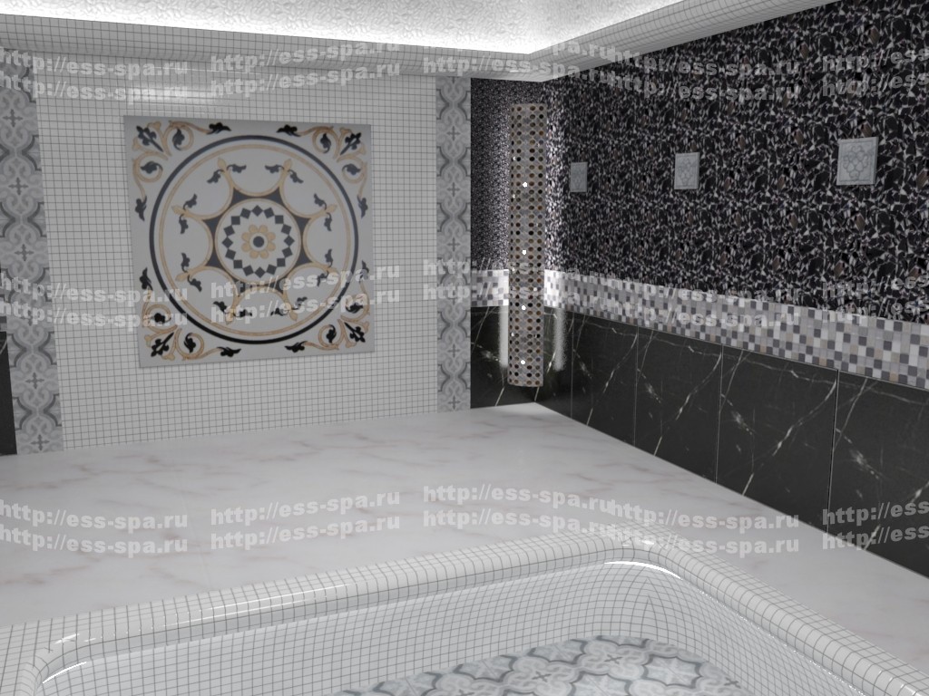 Хамам в черно-белых тонах - 3D визуализация хамама